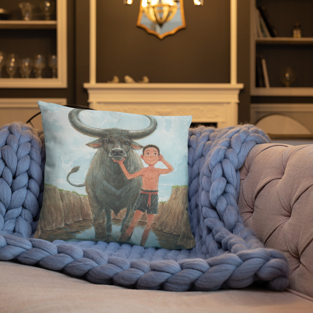 Boy and his Water Buffalo Pillow