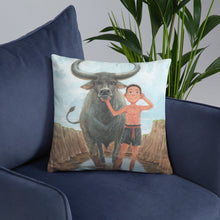 Load image into Gallery viewer, Boy and his Water Buffalo Pillow
