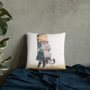 Girl and her Kitten Pillow
